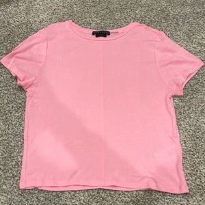 Alice + Olivia Cindy Classic Cropped Tee, Size L, Light Pink